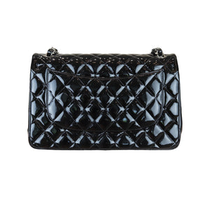 Double Flap Jumbo Quilted Patent Black SHW