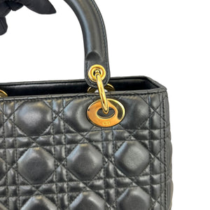 Lady Dior Lambskin Medium Black GHW
