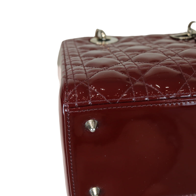 Lady Dior Medium Patent Burgundy SHW
