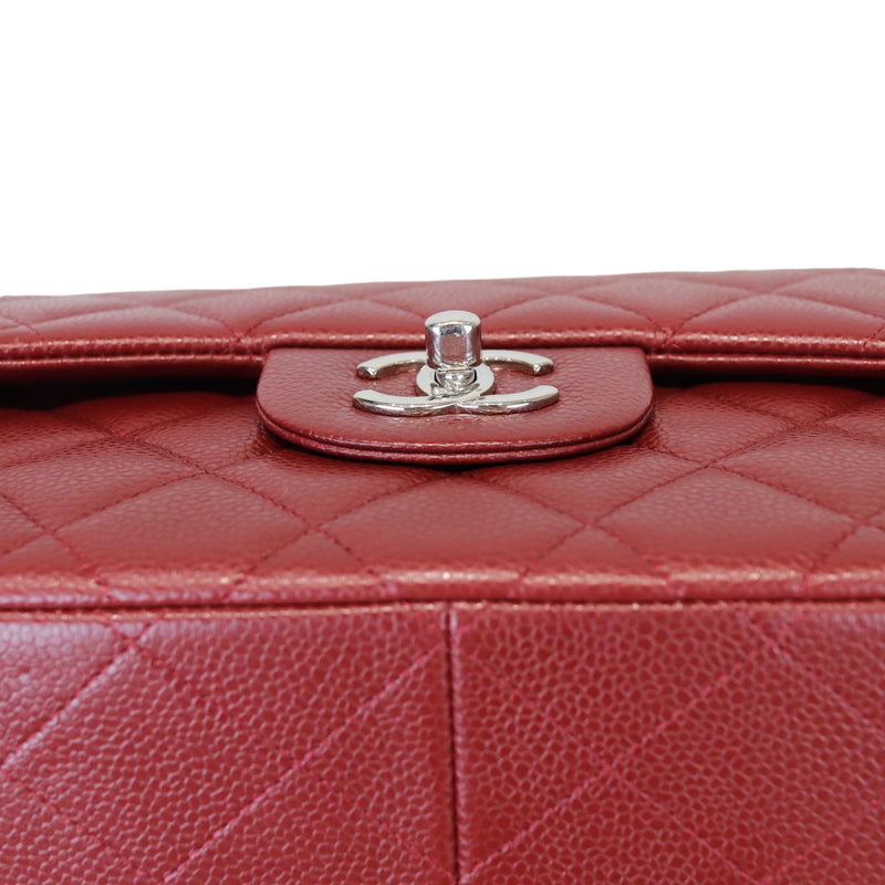 Classic Double Flap Jumbo Caviar Red SHW