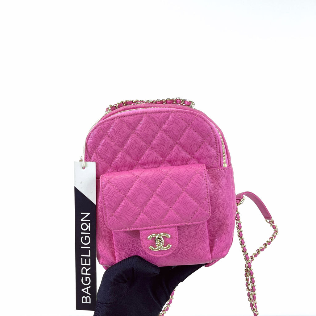 Small CC Day Backpack Caviar Pink GHW