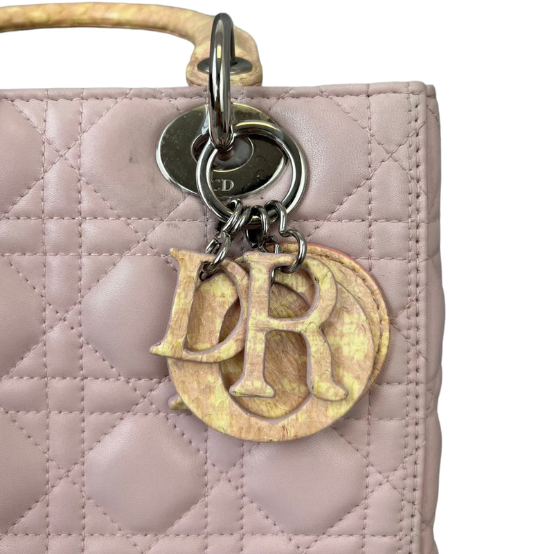 Limited Edition Cannage Lady Dior Medium Python Handle Light Pink GHW