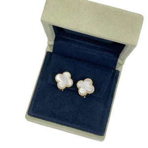 Vintage Alhambra earrings Mother of Pearl 18K Gold