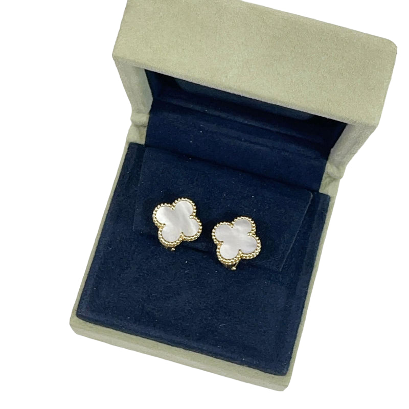 Vintage Alhambra earrings Mother of Pearl 18K Gold