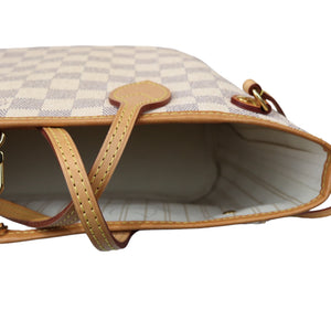 Neverfull PM Damier Azure Canvas White GHW