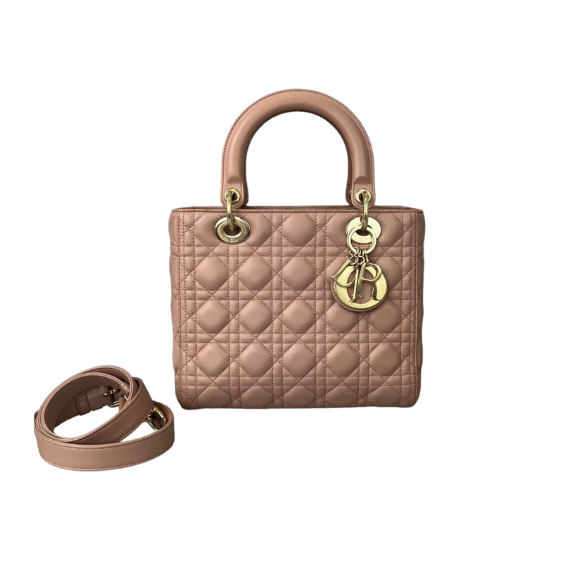 Lady Dior Lambskin Medium Beige GHW