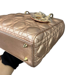 Cannage Lambskin Small Lady Dior Rose Gold GHW