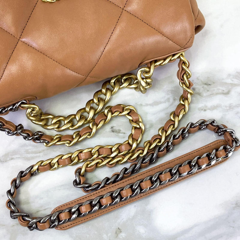 Chanel Mini Rectangular Flap Bag Lambskin Caramel LGHW
