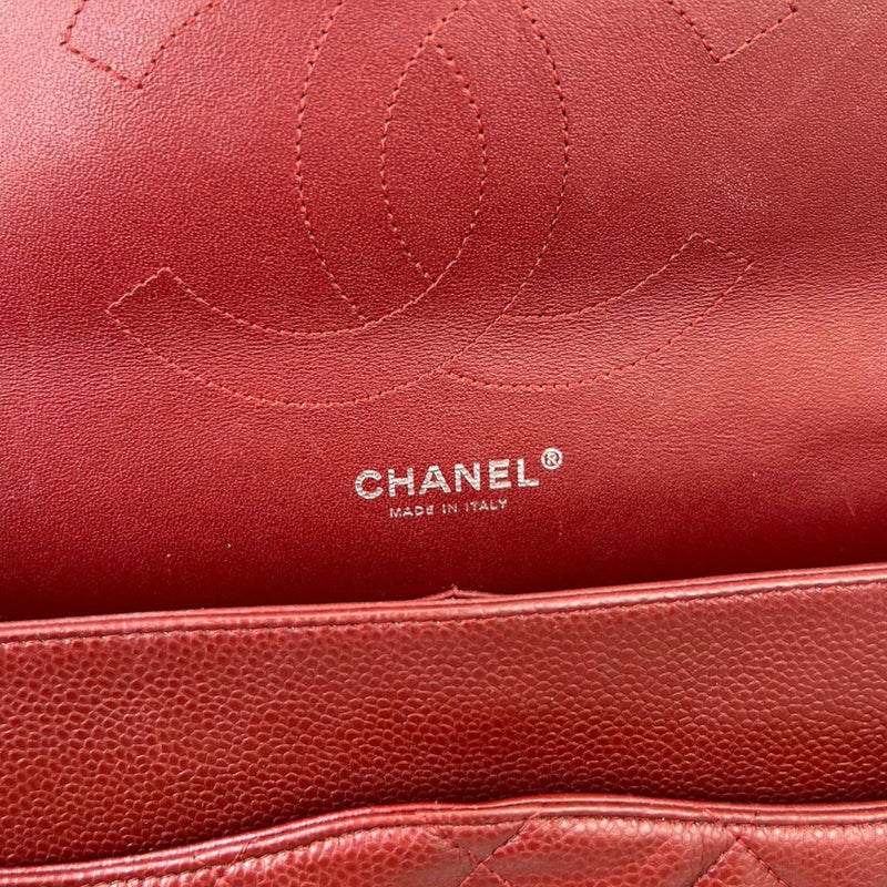 Classic Double Flap Jumbo Caviar Red SHW