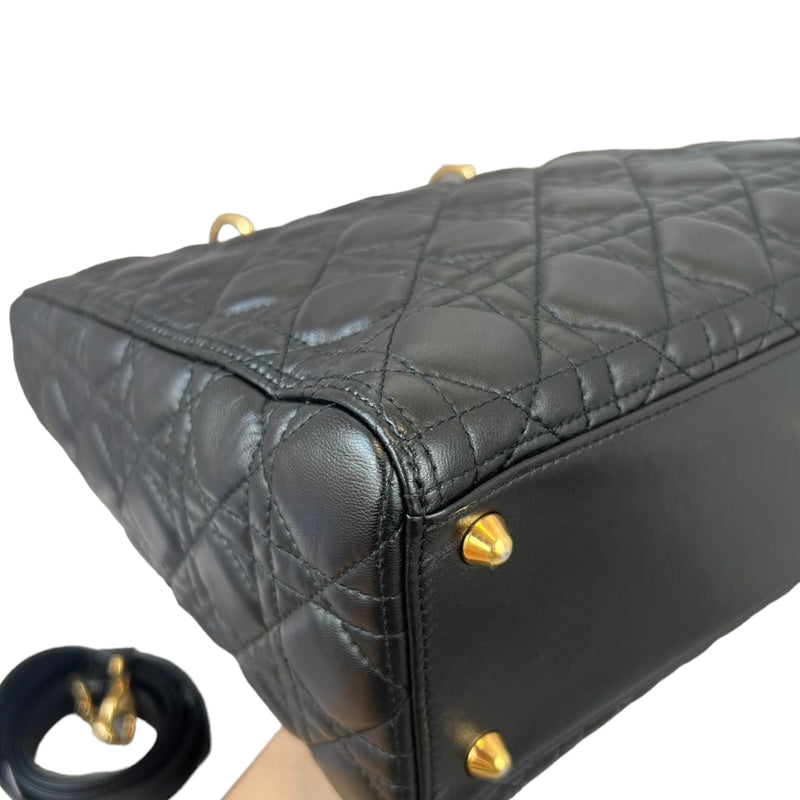 Large Lady Dior Lambskin Black GHW