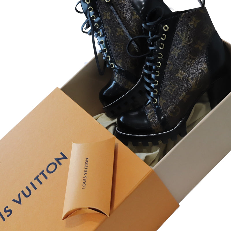 LOUIS VUITTON Suede Calfskin Monogram Star Trail Ankle Boot for