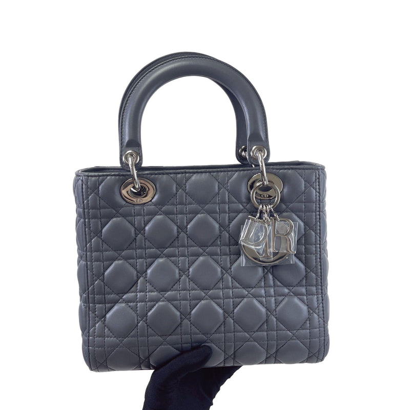 Lady Dior Medium Lambskin Grey SHW