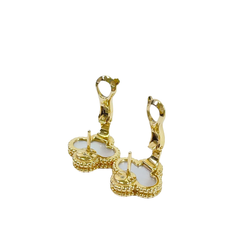 Vintage Alhambra earrings Mother of Pearl 18K Gold
