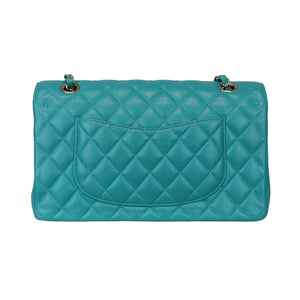 Classic Double Flap Caviar Medium Teal LGHW