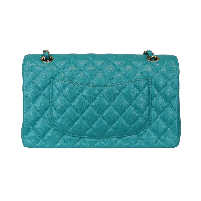 Classic Double Flap Caviar Medium Teal LGHW