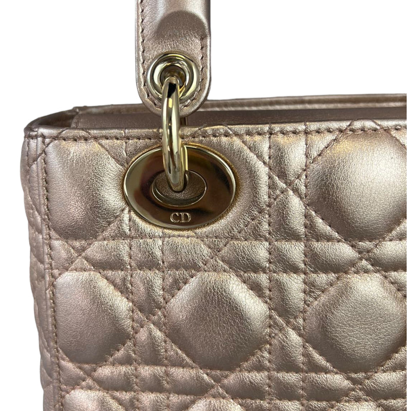 Cannage Lambskin Small Lady Dior Rose Gold GHW