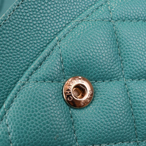 Classic Double Flap Caviar Medium Teal LGHW