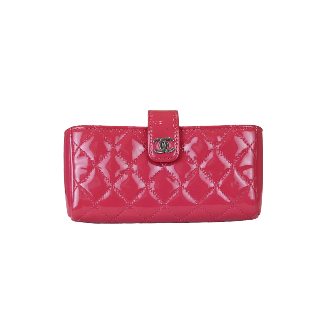 Quilted Coin Case Wallet Patent Pink SHW