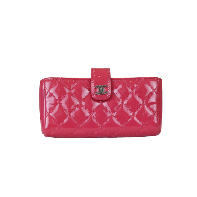 Quilted Coin Case Wallet Patent Pink SHW