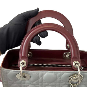 Medium Tri-Color Lady Dior Pink Grey Burgundy SHW