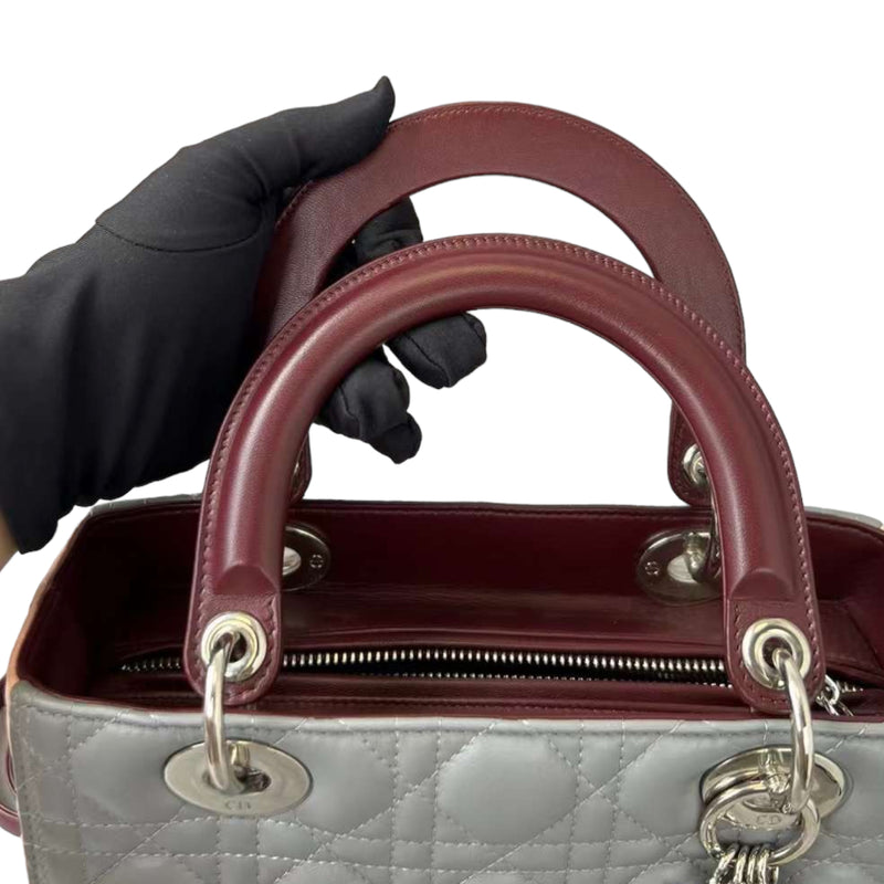 Medium Tri-Color Lady Dior Pink Grey Burgundy SHW
