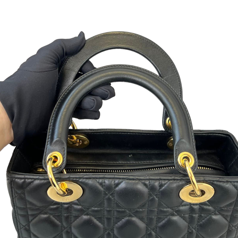 Lady Dior Lambskin Medium Black GHW