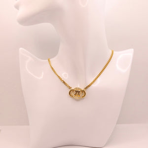 Celine Rhinestone Loop Necklace GHW