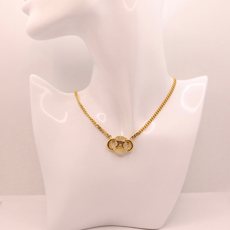 Celine Rhinestone Loop Necklace GHW