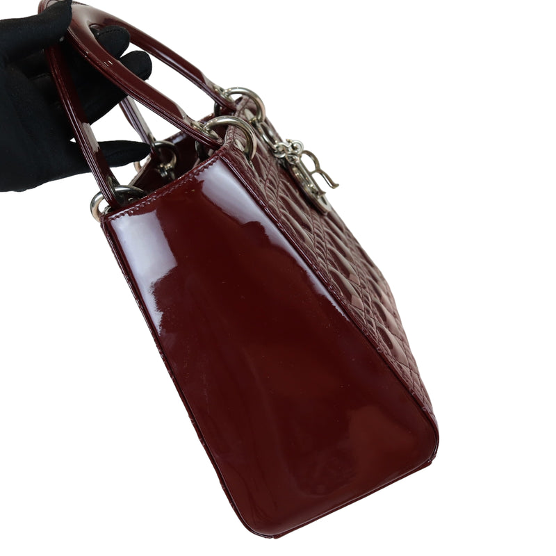 Lady Dior Medium Patent Burgundy SHW