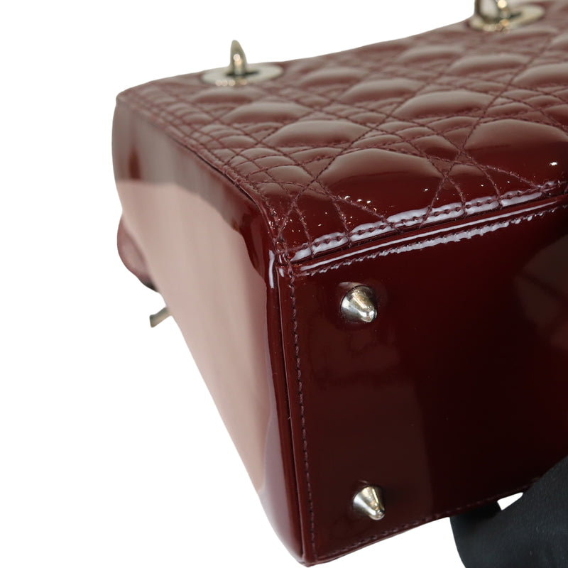 Lady Dior Medium Patent Burgundy SHW