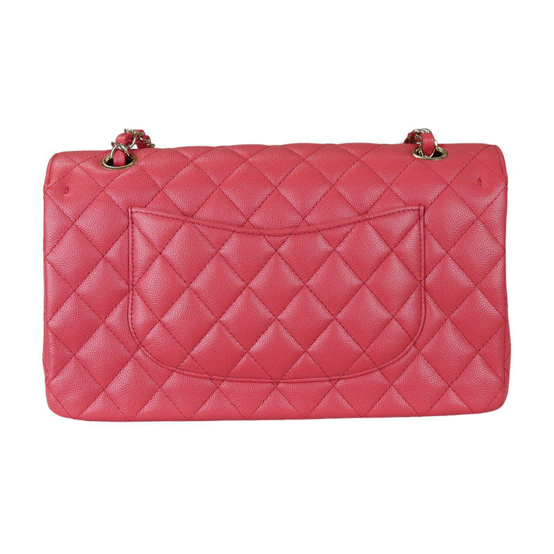 Medium Classic Double Flap Caviar Pink GHW
