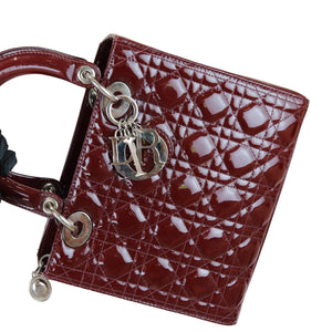 Lady Dior Medium Patent Burgundy SHW