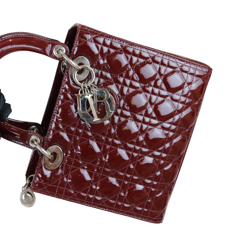 Lady Dior Medium Patent Burgundy SHW