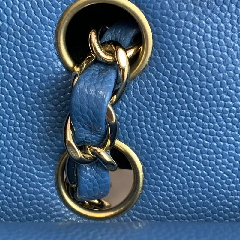 Classic Double Flap Caviar Medium Blue GHW