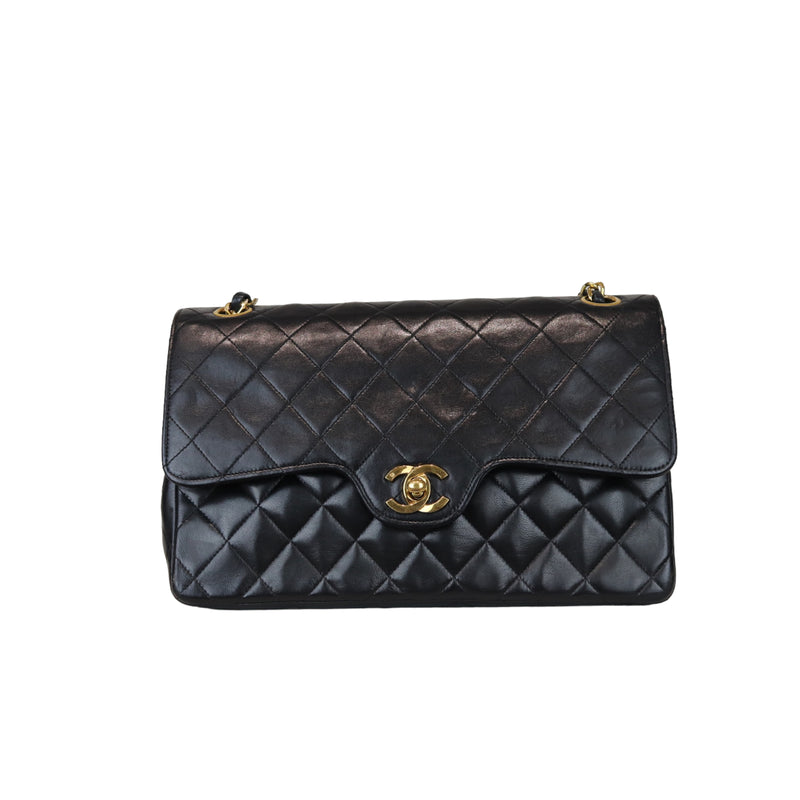 Medium Flap Lambskin Black GHW