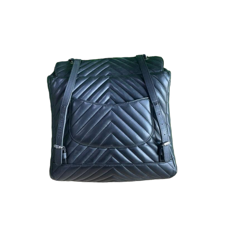 Medium Urban Spirit Backpack Chevron Lambskin Black SHW