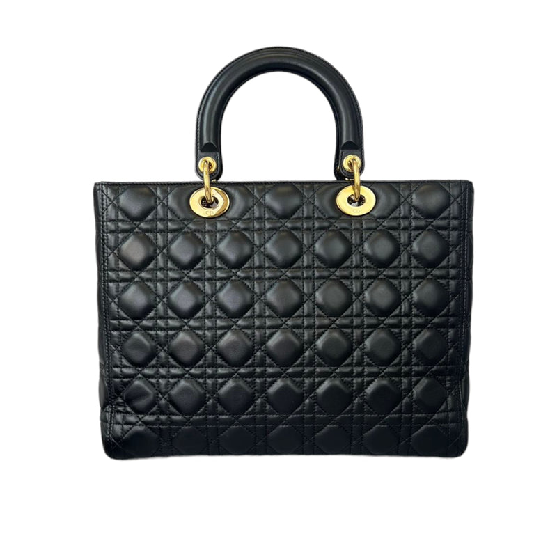 Large Lady Dior Lambskin Black GHW