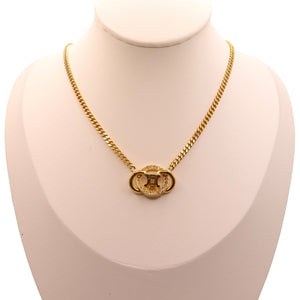 Celine Rhinestone Loop Necklace GHW