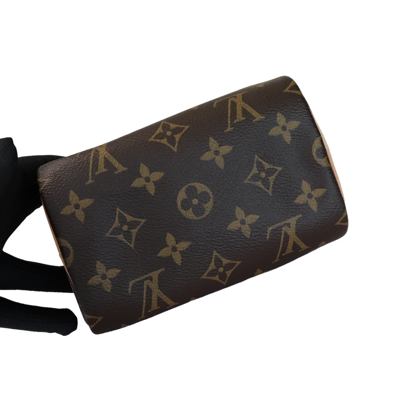 LV Nano Speedy Monogram canvas/cowhide leather trim GHW, Luxury