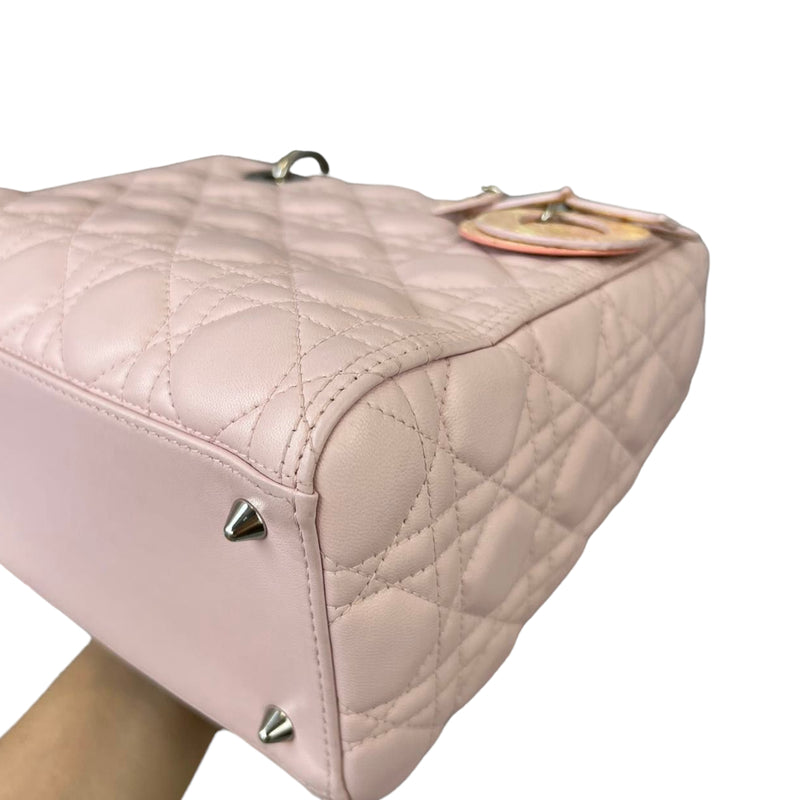 Limited Edition Cannage Lady Dior Medium Python Handle Light Pink GHW