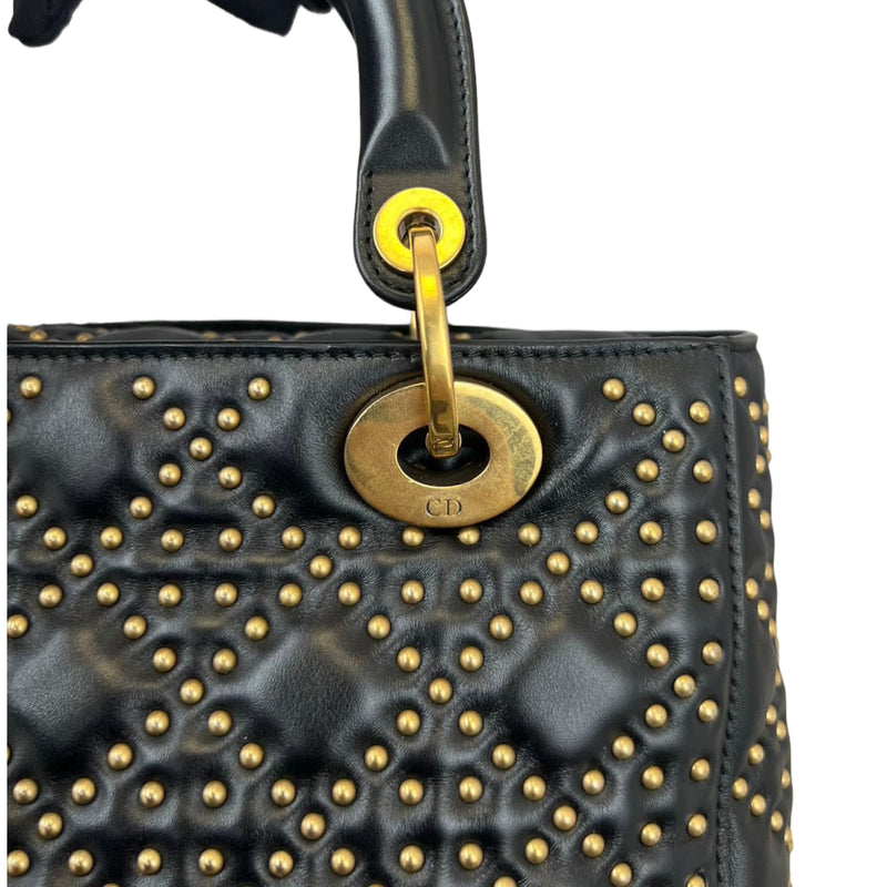Studded Supple Lady Dior Medium Black GHW