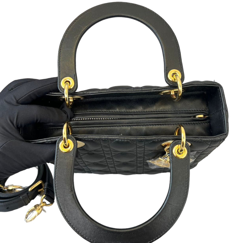 Lady Dior Lambskin Medium Black GHW