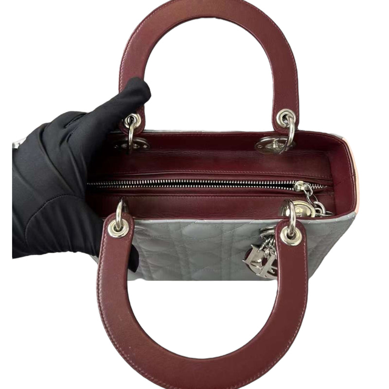 Medium Tri-Color Lady Dior Pink Grey Burgundy SHW
