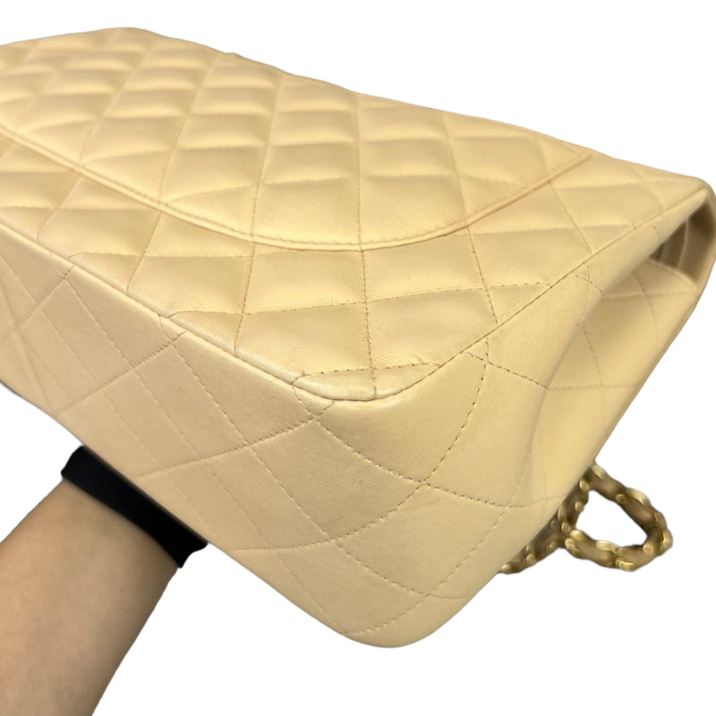 Chanel Double Flap Jumbo Beige Lambskin GHW