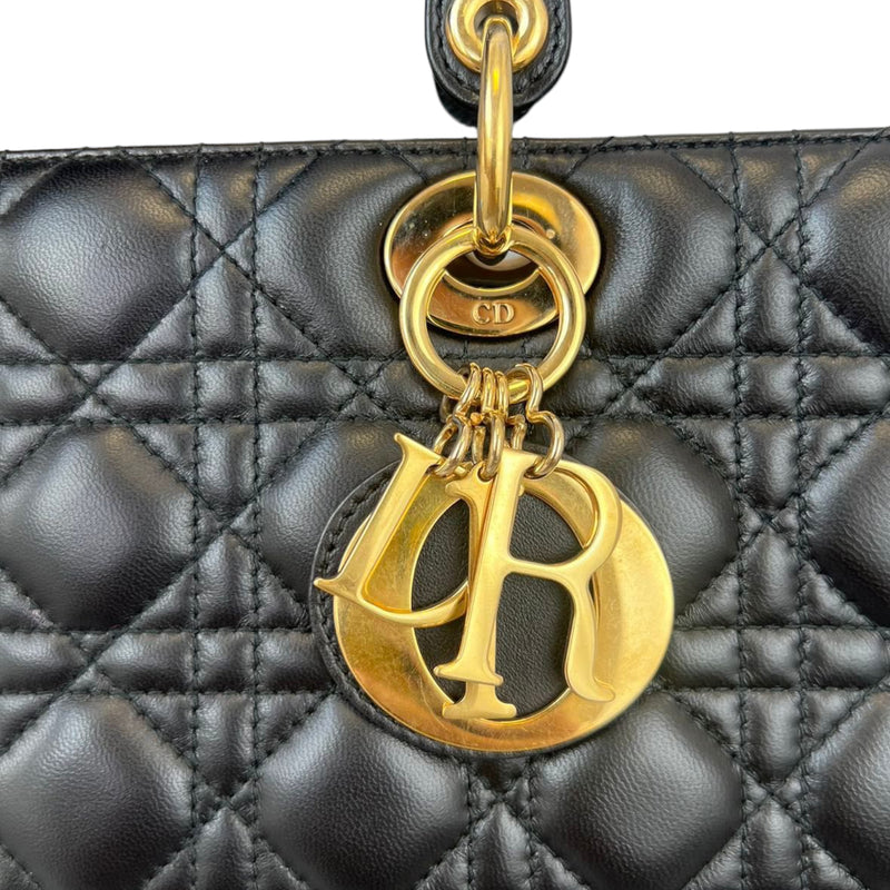 Large Lady Dior Lambskin Black GHW