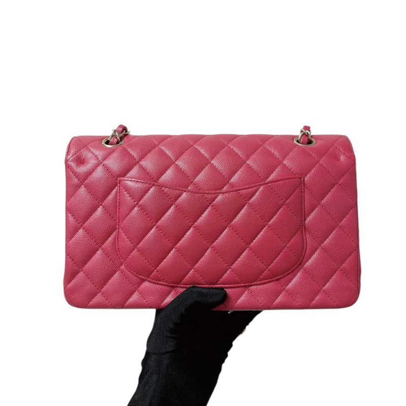 Double Flap Medium Caviar Quilted Dark Pink GHW