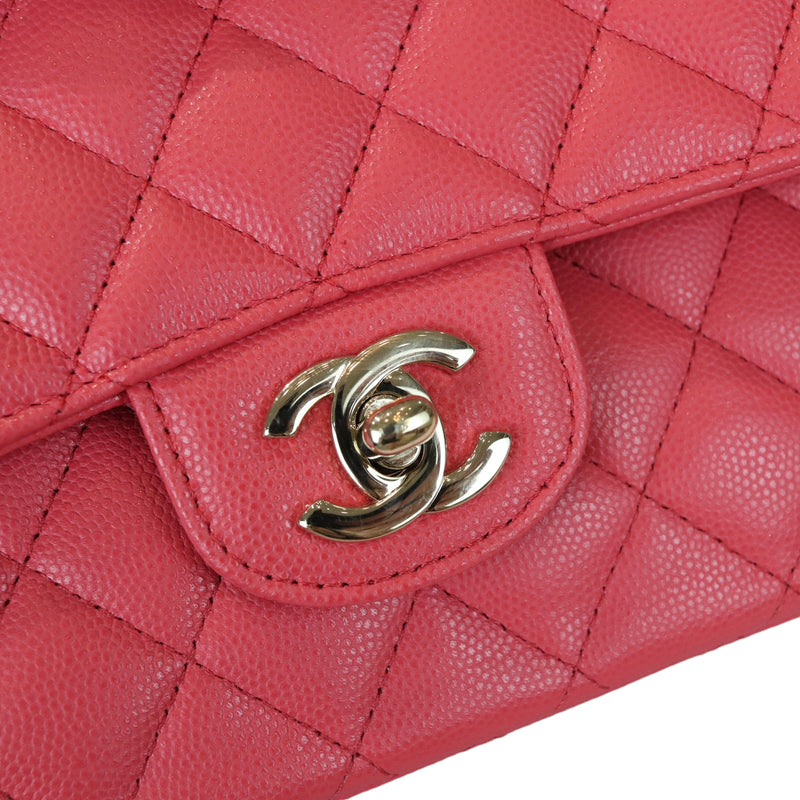 Medium Classic Double Flap Caviar Pink GHW