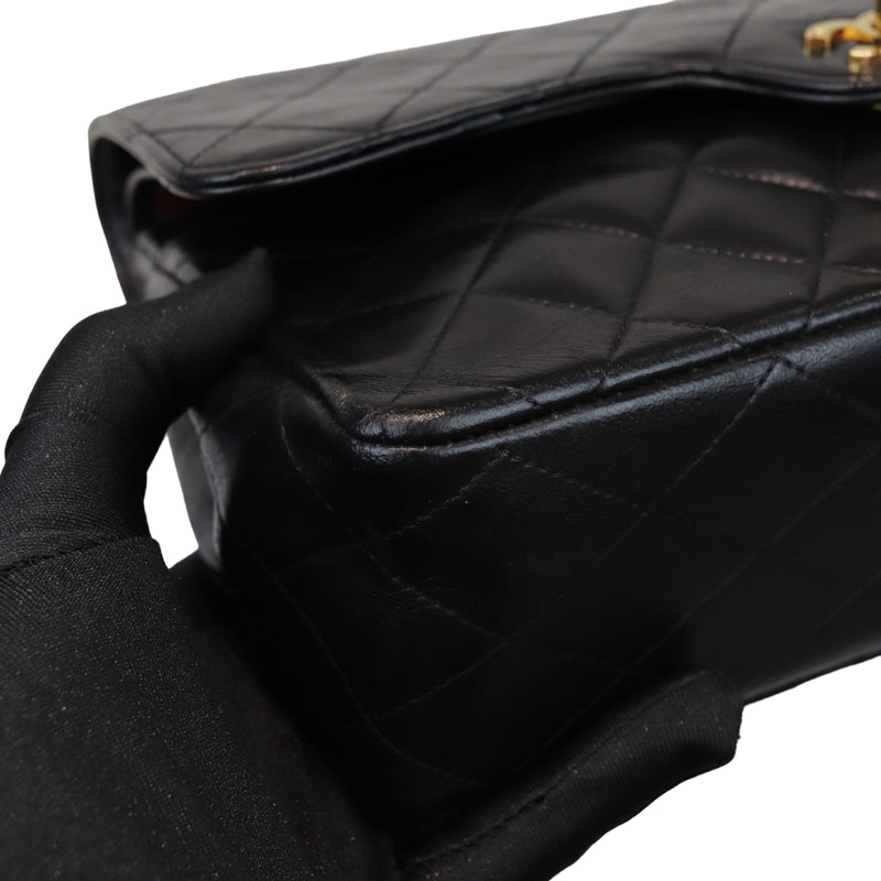 Medium Flap Lambskin Black GHW