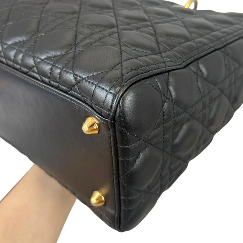 Large Lady Dior Lambskin Black GHW