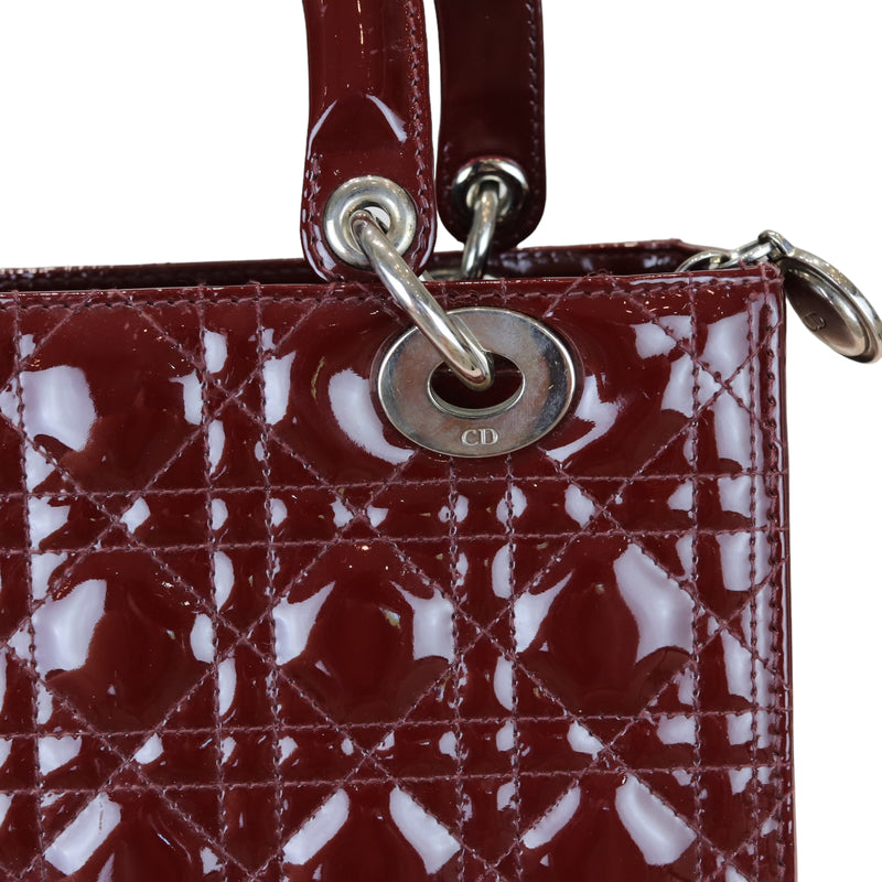 Lady Dior Medium Patent Burgundy SHW
